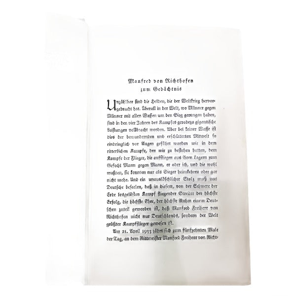 Baron Von Richthofen The Red Baron WWI Fighter Pilot Ace Autobiography (German Language) First Edition Book