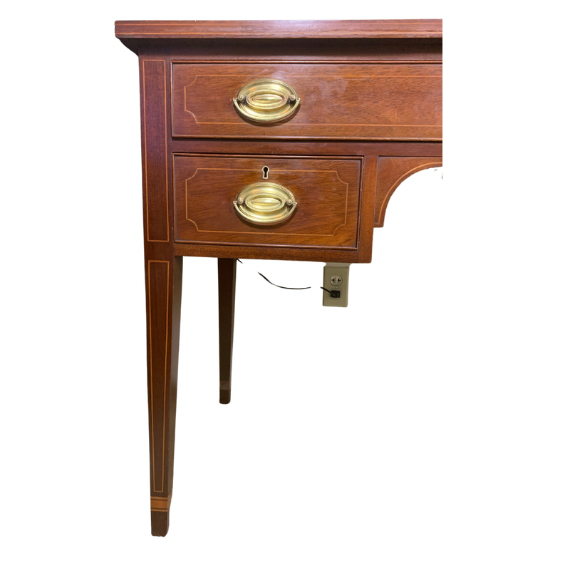 Biggs Mahogany String Inlay Federal Three Drawer Desk
