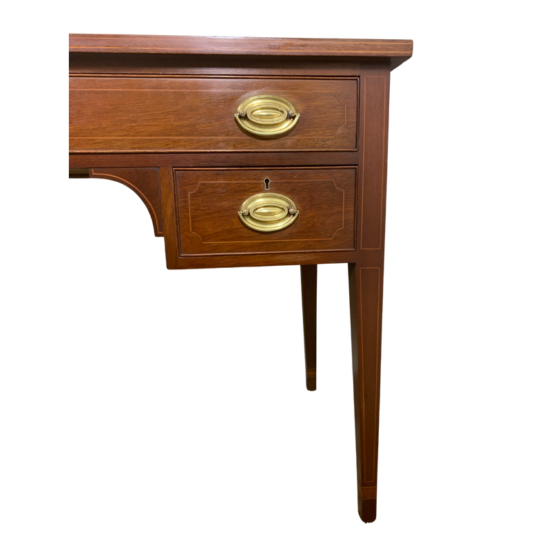Biggs Mahogany String Inlay Federal Three Drawer Desk