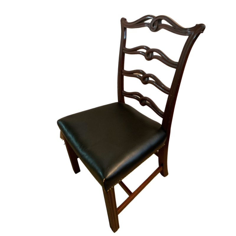 Biggs Mahogany Black Leather Chair