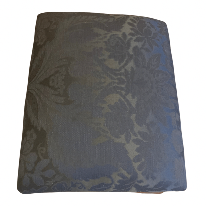 Biggs Blue Damask Mahogany Ottoman with Brass Casters