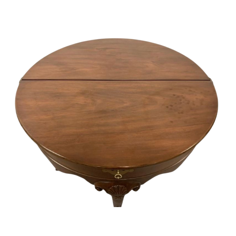 Kittinger Mahogany Flip Top Demilune Table