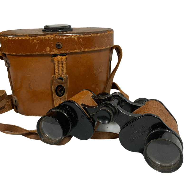 US Army Signal Corps Bausch and Lomb Binoculars with Leather Compass Case