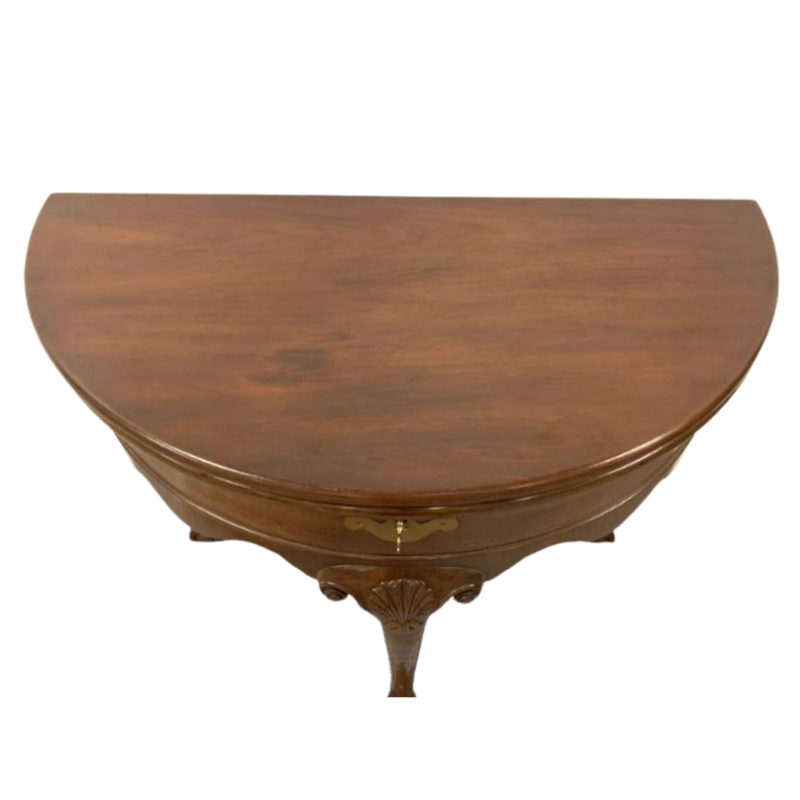 Kittinger Mahogany Flip Top Demilune Table