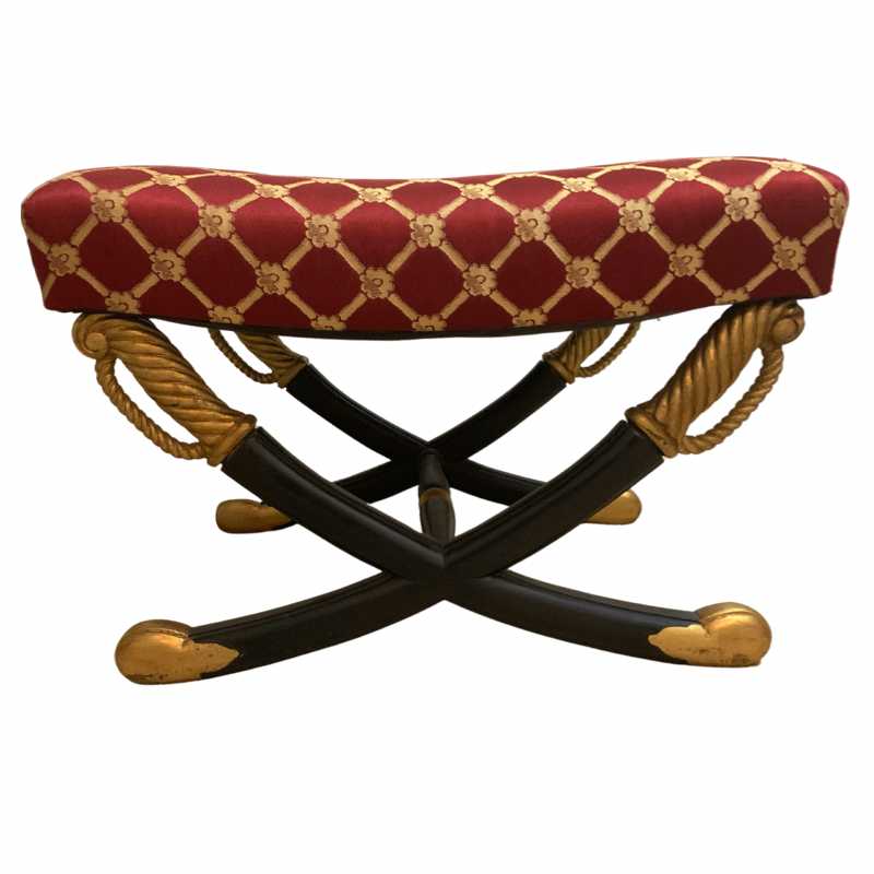 Regency Style Crossed Saber Bench Ottoman